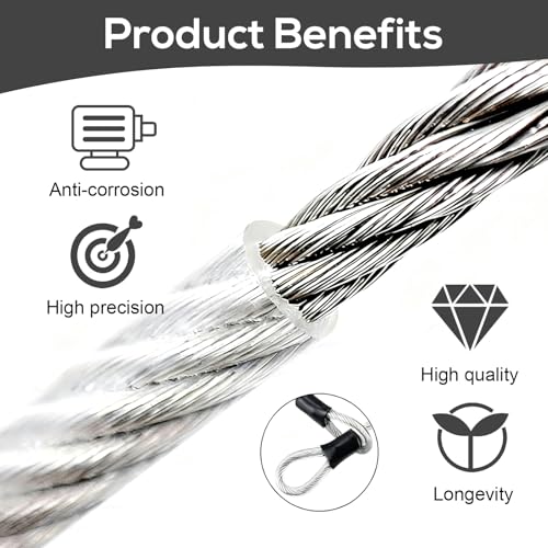 Miniatura 2 de Ztolbriy 3 M Cable Antirrobo Con Ojales Recubierto De Plástico, Candado Cable De Acero Plastificado, Cadena Larga Para Candado, Para Columpios De Garaje, Cascos, Muebles De Jardín, Patios Y Bicicletas