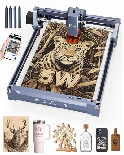 Laser Engraver, Carverall K15 Pro 5W Laser Engraving Machine for Beginners DIY High Accuracy 200x300mm (Near A4) Portable CNC Laser Cutter for Wood Coated Metal Acrylic Leather, 5000mW, Class 1