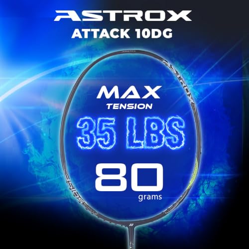 Image of Yonex Astrox Attack 10DG Ultra Strong| Made with Japanese Graphite|Strung Badminton Racquet with Full Cover (80 Grams - 32 Lbs, Black)