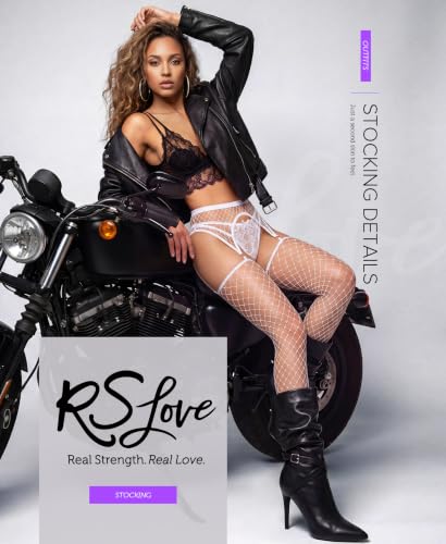 Image of RSLOVE Fishnet Stockings for Women - Garter Thigh High Stockings Sexy Fishnet Tights High Waist Pantyhose Lingerie