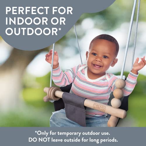 Monkey & Mouse Baby Swing Seat, Secure Canvas And Wooden Hanging Swing Chair For Baby, Infant, Toddler, Kids Toys - Indoor And Temporary Outdoor Hammock For Indoor Playground, Tree Swings Or Backyard #TOP5