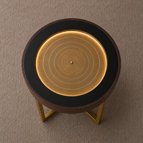 Image of ArtScape Coffee Table Smart Furniture Luxury | Living Room, Bedroom, Office| Walnut Finish | Engineered Wood with Metal Frame and Silica Sand | 67 cm Diameter