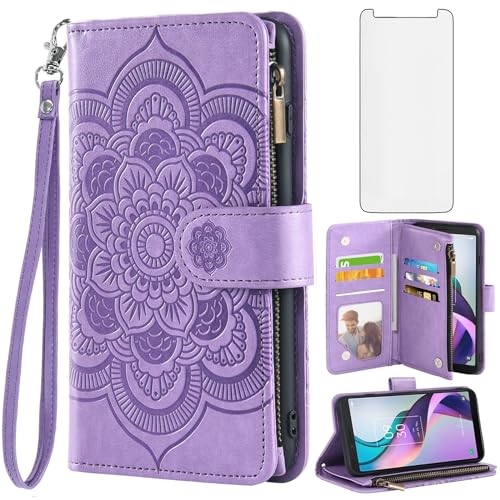 Étui TCL Ion X 40Z avec verre trempé et portefeuille Asuwish cuir