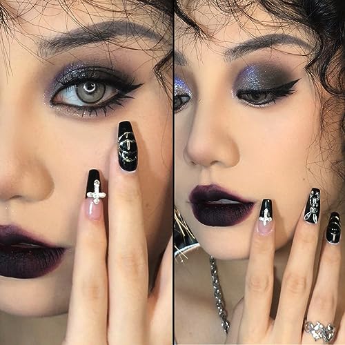 Black Eyeshadow Palette, Smokey Silver Glitter Gothic Eye Shadows Make Up Palettes White Grey Matte Cold Toned Long Lasting Waterproof Eye Shadow Pallets for Women Girls Halloween Goth Christmas Gifts - Image 7
