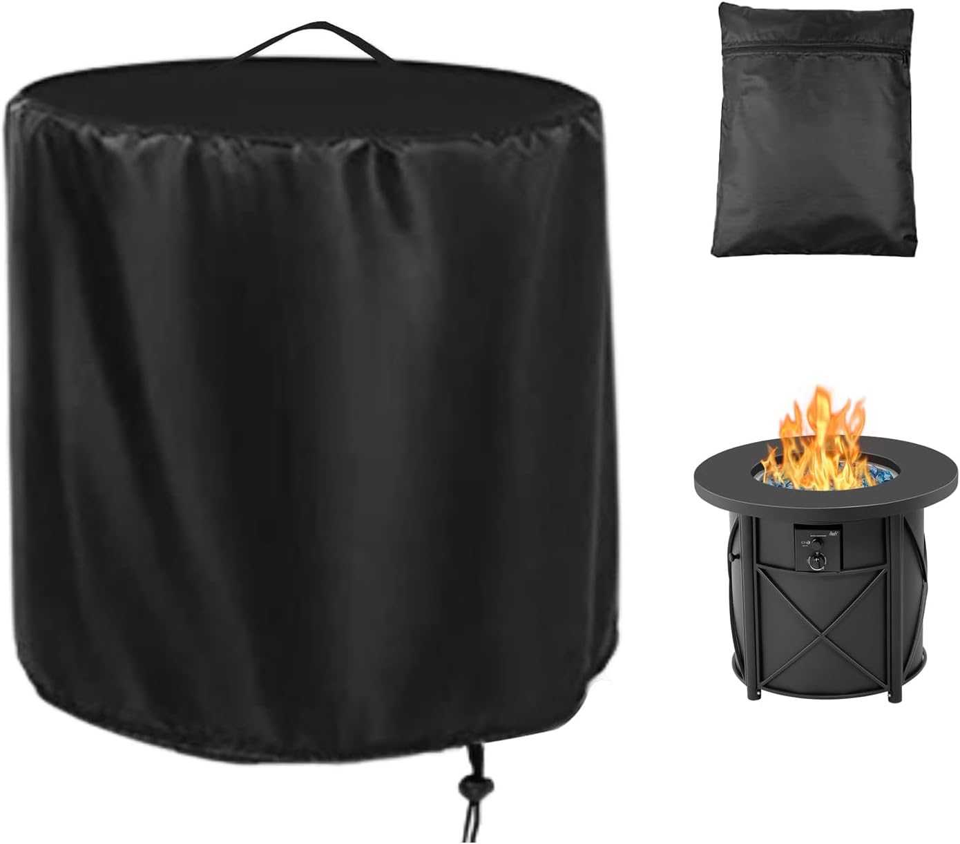 Rilime Fire Pit Cover,30 x 25 Inch Round Propane Fire Pit