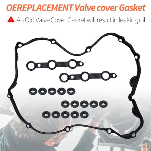 Image of HiSport Valve Cover Gasket Set - Compatible with BMW 325Ci 325i 325xi 330Ci 330i 330xi 525i 530i X3 X5 Z4 2.5L 3.0L 2002-2006 - Replace 11121437395 11120030496 11129070990