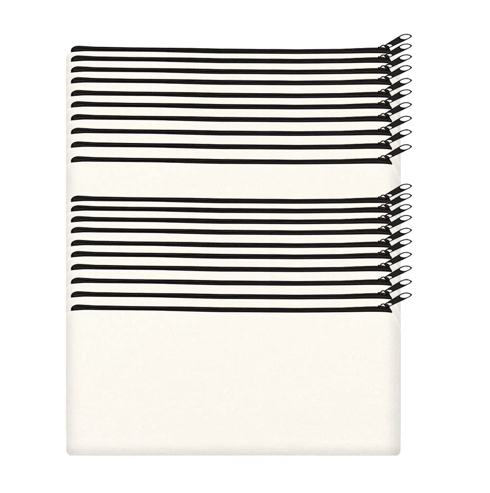 ViLiyDuo 10 Piezas DIY Bolsas de Tela en Blanco, Estuches de Lápices de Tela en Blanco, Bolsa de Cosméticos Pequeña, Bolsa de Tela para Pintar, Bolsas de Cosméticos con Cremallera, 20 x 12 cm