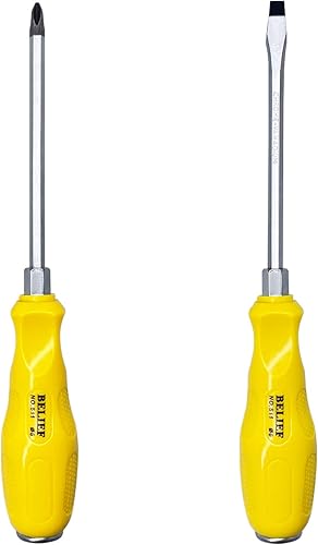 Juego de destornilladores profesionales fuertes de 2 piezas, 1 Phillips y 1 cabeza plana, asas antideslizantes para reparación del hogar,