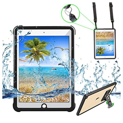 iPad 2017/iPad of 2022 Waterproof Case,Yuvictor IP68 Full Sealed Protection Built in Screen Protector Shockproof Snowproof Dustproof Tablet Cover for iPad 2017/2018 9.7 inch (Black/Transparent)