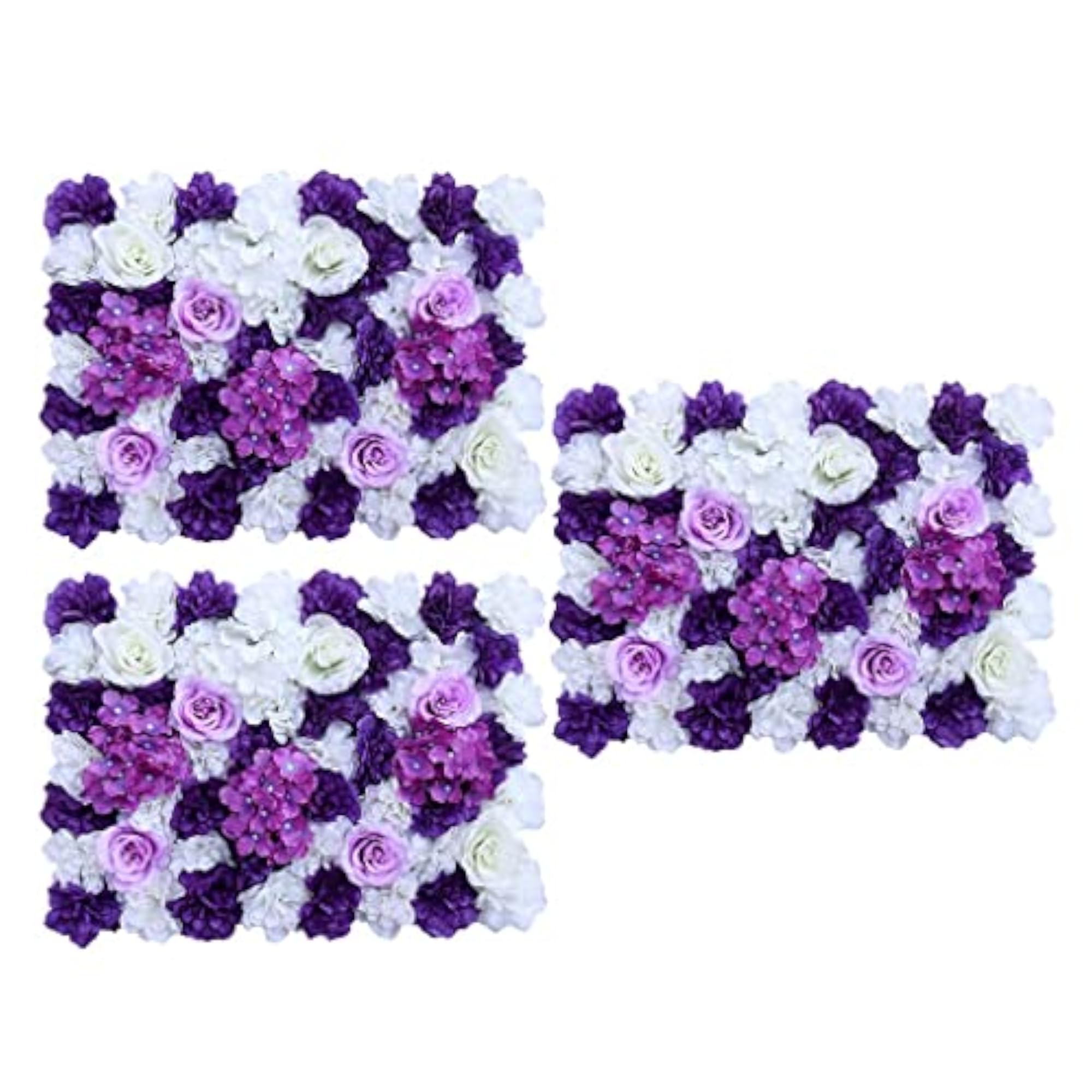 3Pcs Artificial Silk Rose Flowers Wall Panel Decor