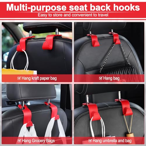 Image of LivTee Car Seat Headrest Hook - 4 Pack Universal Auto Back Seat Hook Organizer for Purse Coat, Interior Accessories