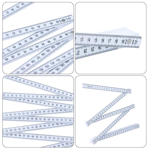 Gliedermaßstab Kunststoff, 2 Meter Zollstock, Meterstab mit 10 Glieder, Starke Haltbarkeit, Meterstab Geschenk für Alle Heimwerker, Haus, Hobby & Werkstatt (Weiß)