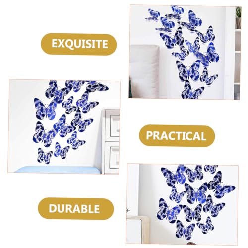 Sticker decorativo 3D de mariposas azul removible miniatura 3
