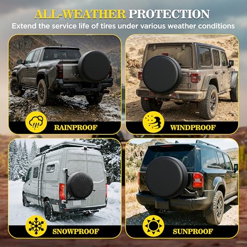 Image of Moonet 24-26 inch Spare Tire Cover Thickening Leather Universal Fit for Jeep, Trailer, RV, SUV, Truck, Tough Tire Wheel Soft Cover (Fits Entire Tire Diameters 24-26 inch)