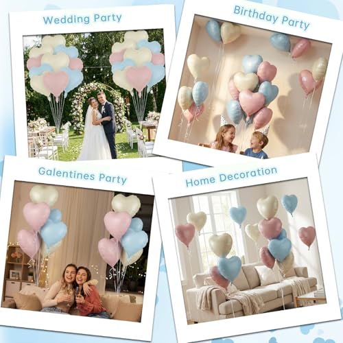 Image of 12 Pcs Colorful Heart Balloons,18 Inch Heart Foil Balloons Love Balloon Valentine Balloon for Birthday Party Wedding Engagement Party Baby Shower Valentine Day Decorations