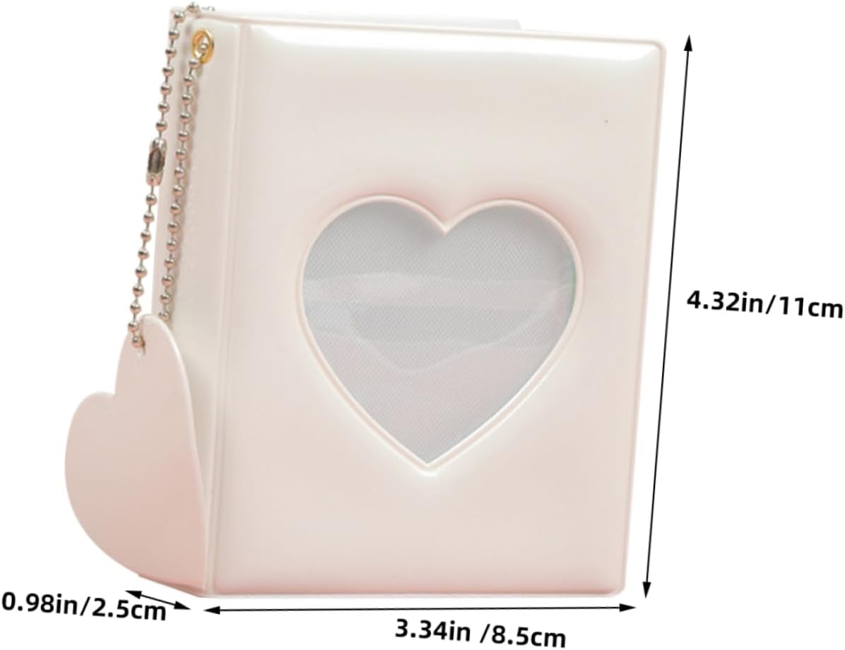 2pcs Mini Heart Photo Album Binder PVC for 32 Photos with Pendant