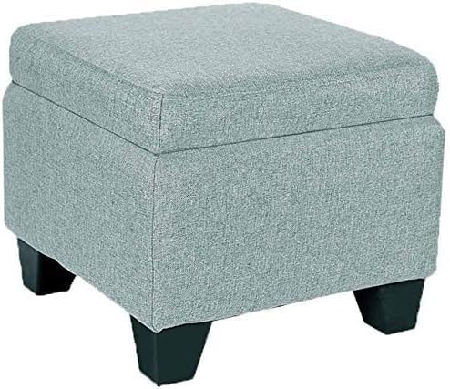 Repose-pieds ottoman coffre de rangement en tissu coton lin pour décoration salon