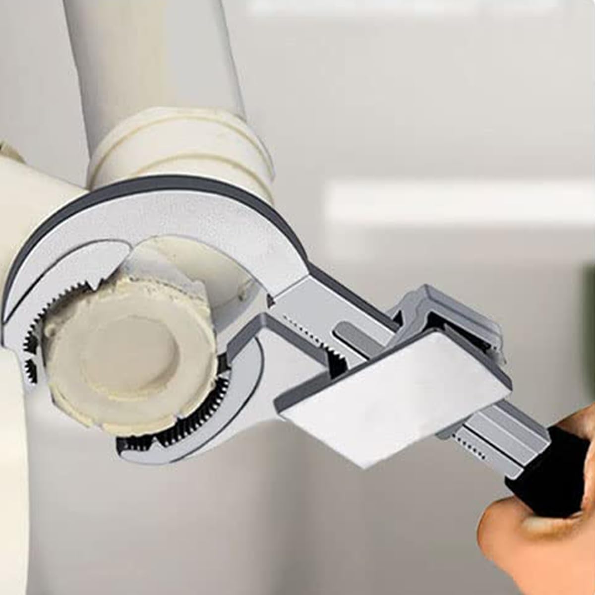 Llave ajustable de doble extremo, herramienta multifuncional para plomería, llave de media luna de gran apertura con cabezales de repuesto