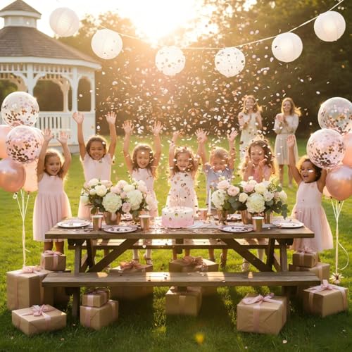 Image of Rose Gold Metallic Foil Confetti(0.59 inch) Round Dots Glitter Table Confetti for Party Wedding Decorations,2.11 OZ per pack