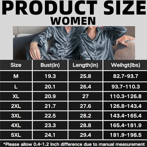 Matching Pyjamas For Couples, Ice Silk Summer Lightweight Breathable Loose Home Clothing for Sleeping (B-Women,Large)4