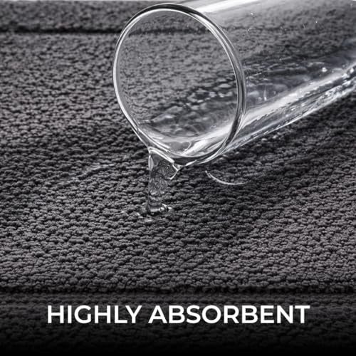 Image of Premium Combed Cotton Tufted Bathmat 45 x 65 cm, 1800 GSM Soft Absorbent Anti Skid Bathroom Floor Mat with Latex Backing, Quick Dry Non Slip Bath Rug for Shower & Daily Use, Race Track Grey