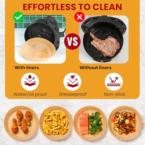 Image of Air Fryer Liners for Ninja, 125 Pcs Round Disposable Airfryer Paper Liners | Non-Stick and Oil Proof for Easy Cleanup, Great for Oven, Pans & Baking - 8 inch for 5-8 qt Basket by Baker's Signature