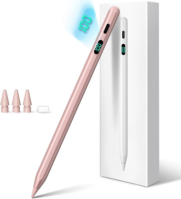 Stylus Pen for iPad 2026-2018 with LED Power Display Fast Charge,Palm Rejection Pencil for iPad 10/9/8/7/6th,11th A16,Air 11/13 M2/M3/M4,Pro 11/13 M4,Pro 12.9",Air 5/4/3,Mini 7/6/5