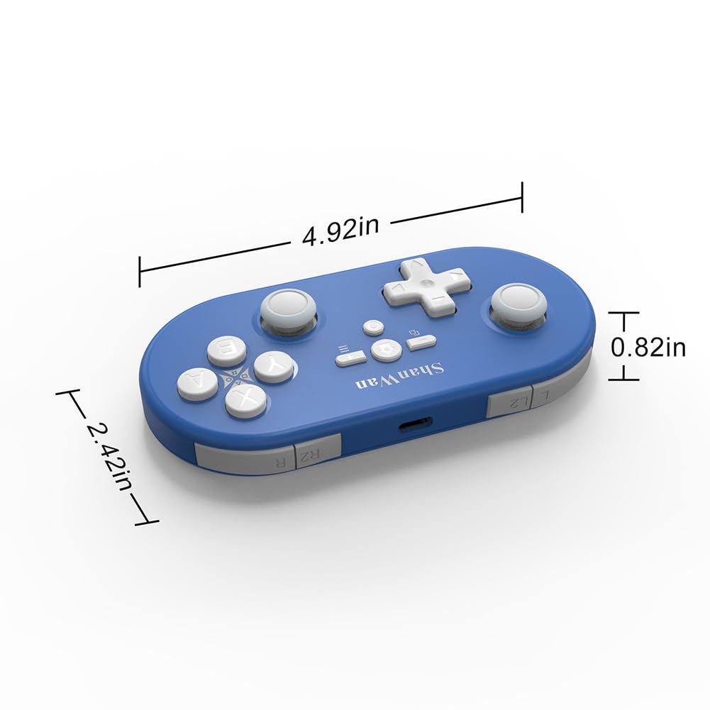 ShanWan Controller di Gioco Wireless Compatibile con PC/iOS/Android/Switch/PS, Controllo del Movimento del Giroscopio, Feedback Vibrazione, Controller di Gioco Bluetooth (blu)