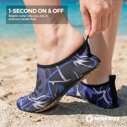 Image of SEEKWAY Water Shoes Women Men Adult Quick-Dry Aqua Socks Barefoot Non Slip for Beach Swim River Pool Lake surf Black SK002(U)
