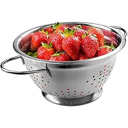 Cesta Escurridor Para Fregadero Redondo KADAX Colador de Pasta de Acero Inoxidable, Escurridor, Colador de Cocina con dos Asas y una Base Estable, apto para lavavajillas (24,5 cm)