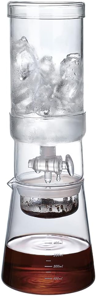 Ice Drip Coffee Maker,400ml Cold Brew Coffee Pot,Glass Iced Coffee Brewer for Home and Office,Gift for Coffee Lover