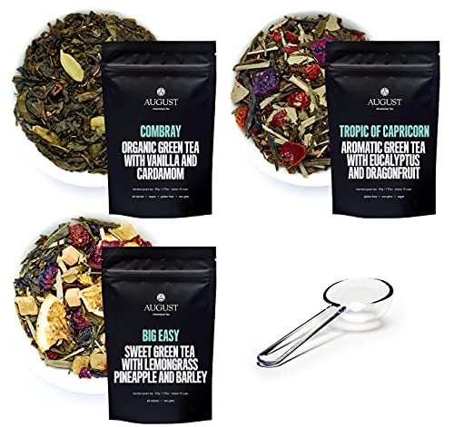August Uncommon Tea Sampler Set of 3 Green Loose Leaf Teas
