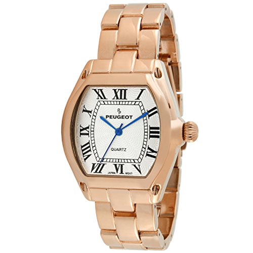 Peugeot Women's 14K Rose Gold Plated Tank Roman Numeral Bracelet