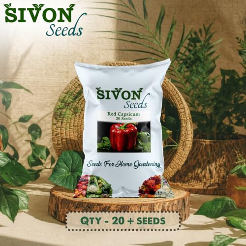 Image of SIVON Red Capsicum (Laal Shimla Mirch) (20 Seeds) Vegetable Seeds for Home Garden, Organic & Hybrid, Perfect for Home Gardening, Planting For Pots and Patio