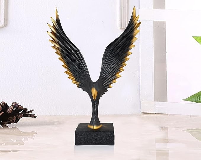 Image of Resin Eagle Wing Figurines Sculptures Home Decor Showpiece Feng Shui Vastu Eagle Wing Statue for Home Decor Showpiece (Multicolor) (Black)