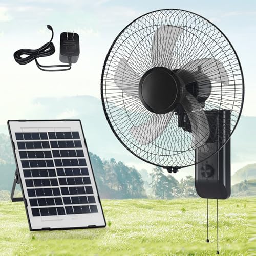 MZQMK Ventilador De Pared, Ventilador Portátil De Carga Solar, Potente con 5 Aspas Y Hélice De 40 Cm, Fácil De Limpiar, para Dormitorio, Oficina, Hogar