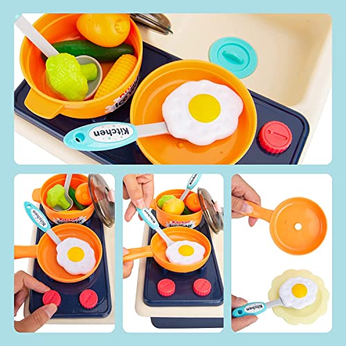 Image of Kitchen Toy for Kids, Kitchen Sink Set with Faucet, Kitchen Toys with Pot and Pan, Imagination Play Kitchen, Toy Kitchen Set, Christmas Gift for Kids 3+ Years