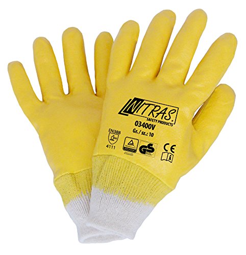 Preisvergleich Produktbild 144 Paar NITRAS, gelb, vollbeschichtet, Strickb. 10 Grösse 10