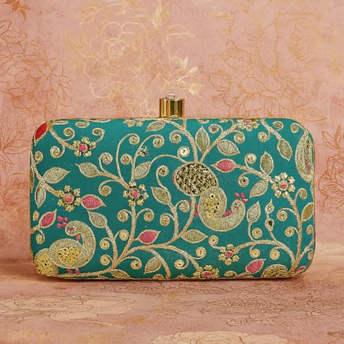 Image of LONGING TO BUY Hand Crafted Designer Box Clutch - Zari Embroidery For Women