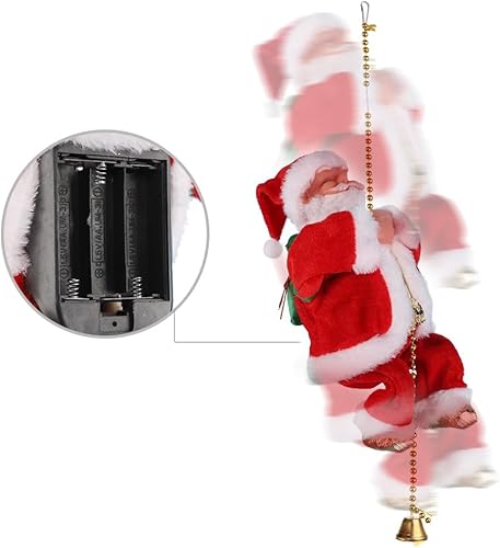 Miniatura 10 de Escalera eléctrica de Papá Noel para escalar hacia arriba y hacia abajo, figura creativa de Papá Noel de felpa con bolsa, Papá Noel musical en