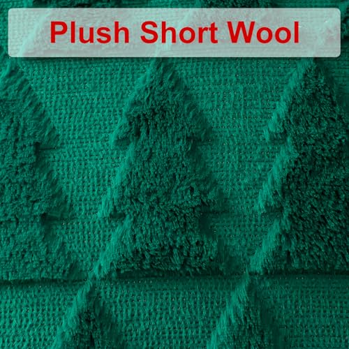 Artscope Set of 2 Xmas Soft Plush Short Wool Velvet Decorative Cushion Covers 30x30cm Square Luxury Style Throw Pillow Covers Pillow Shell for Sofa Bedroom Christmas Tree Green - Image 2