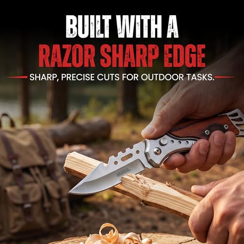 Image of RUAAL Utility Knife for Packaging, Carton Opening & Household Use | Folding Utility Cutting Tool | Stainless Steel Blade | Compact Multipurpose Cutter with Light