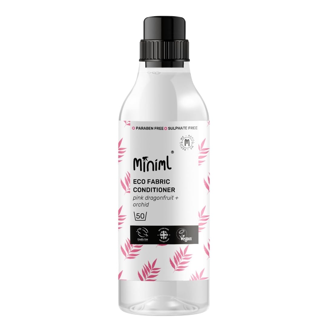 Miniml Fabric Softener & Conditioner 1L Bottle - Pink Dragonfruit & Orchid Scented All Natural Fabric Softener for Sensitive Skin - 100% Vegan & Cruelty Free (50 Washes)