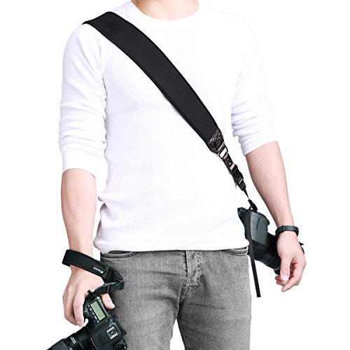 Powerextra Camera Neck shoulder Strap and Wrist Strap w/ Quick Release and Safety Tether Compatible with Nikon Sony Olympus Pentax fujifilm Panasonic Canon Camera SLR DSLR