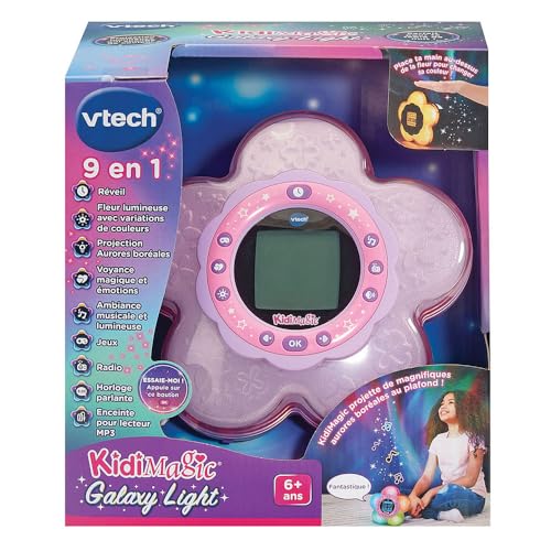 VTech KidiMagic Galaxy Radio Réveil Enfant 9 en 1 avec Effets Lumineux Projection d'Aurores Boréales au Plafond Enceinte Jeux Cadeau Enfant de à Contenu en Français - vue 7