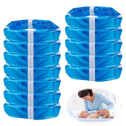 Hejo 12 Pack Nappy Bin Refill 4.5m Nappy Refill Bags Compatible for Tommee Tippee Angelcare Twist & Click Refills Smellproof Nappy Bags Refill Diaper Pail Refill Liner Hold (Blue)