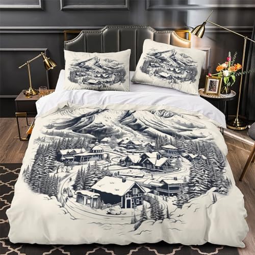 Funda nórdica microfibra suave con estampado digital de Navidad 3D y dos fundas almohada 4