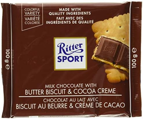 Ritter Sport, Milk Chocolate with Butter Biscuit, 3.5 oz