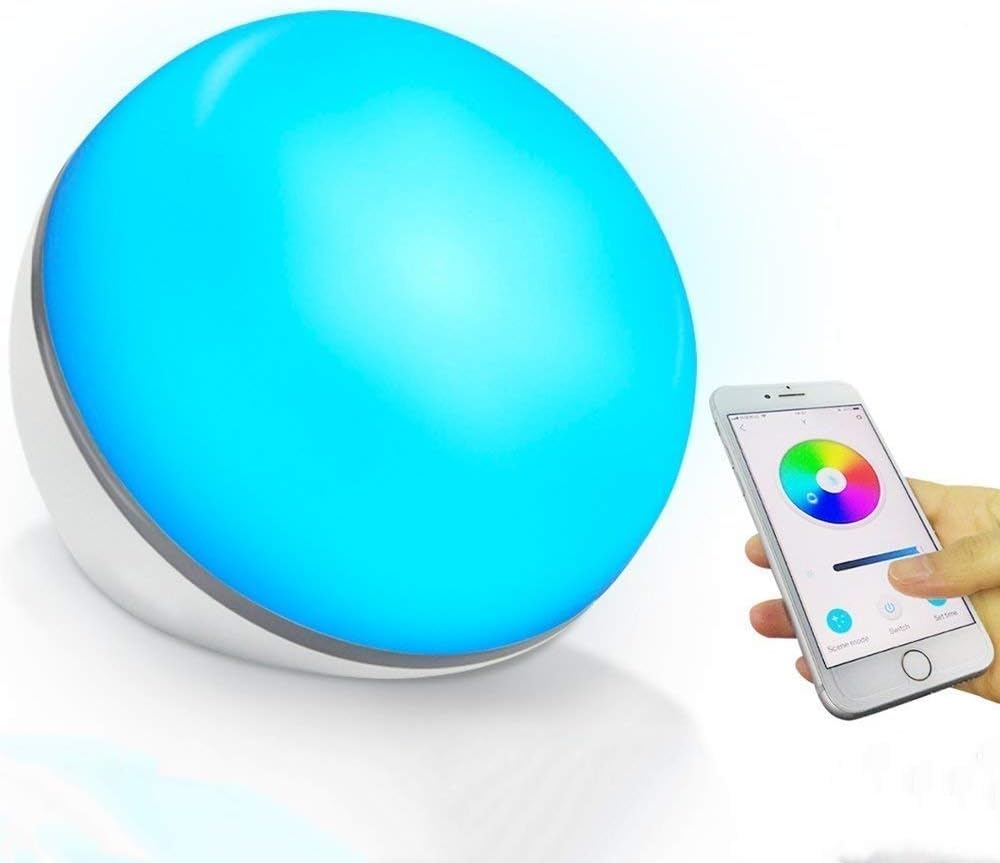 Smart Table Lamp - Compatible with Amazon Alexa, Google Home Wifi Controlled by Smartphone Voice or Smart Phone 16 Million Colors 3 Scene Dimmable Ambient Night Light Timer Function (Smart Table Lamp)