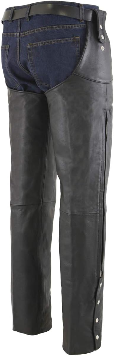 Milwaukee Leather SH1198 Men's Black Adjustable Side Snap Belt Less Chaps : Leather King: Automotive